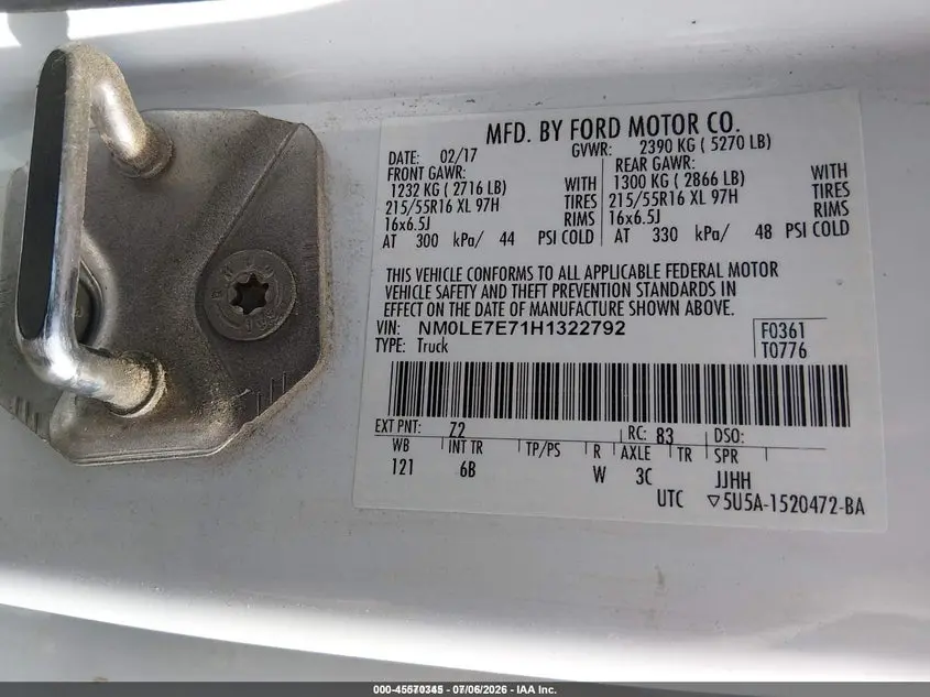 2017 FORD TRANSIT CONNECT XL