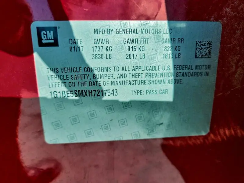 2017 CHEVROLET CRUZE LT  