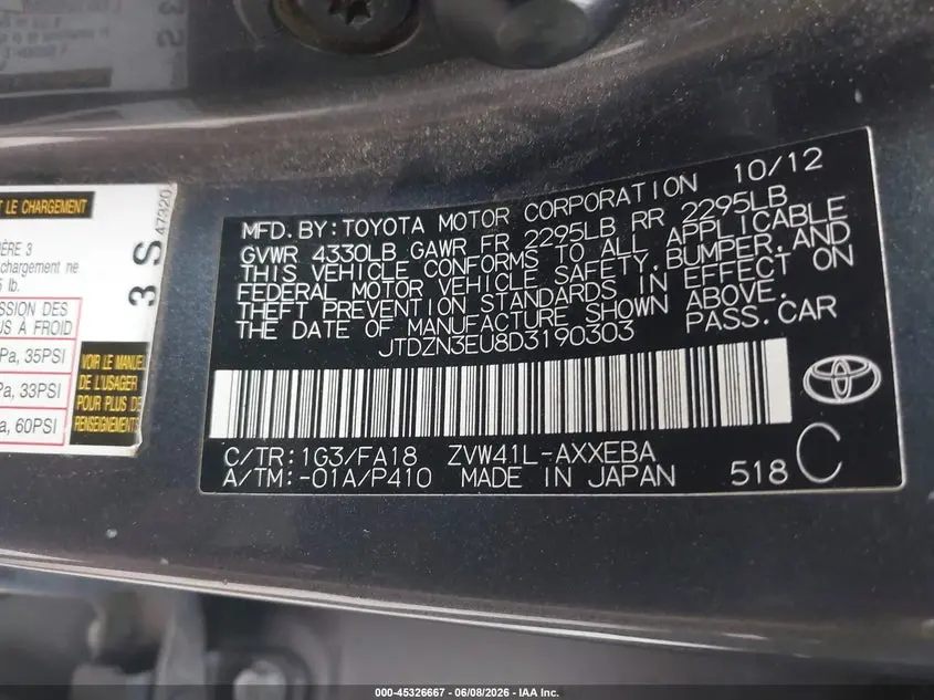 2013 TOYOTA PRIUS V THREE