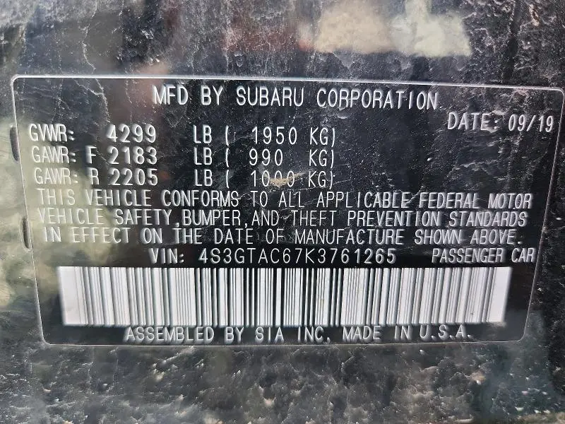 2019 SUBARU IMPREZA PREMIUM  