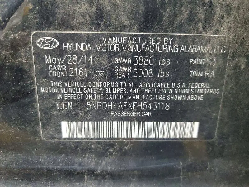 2014 HYUNDAI ELANTRA SEL  