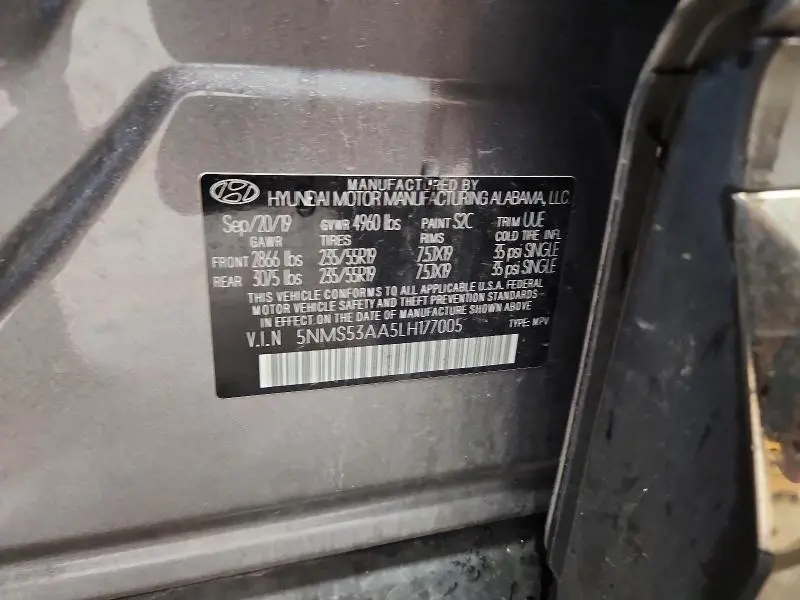 2020 HYUNDAI SANTA FE LIMITED 2.0T  