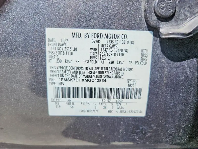2021 FORD EXPLORER XLT  
