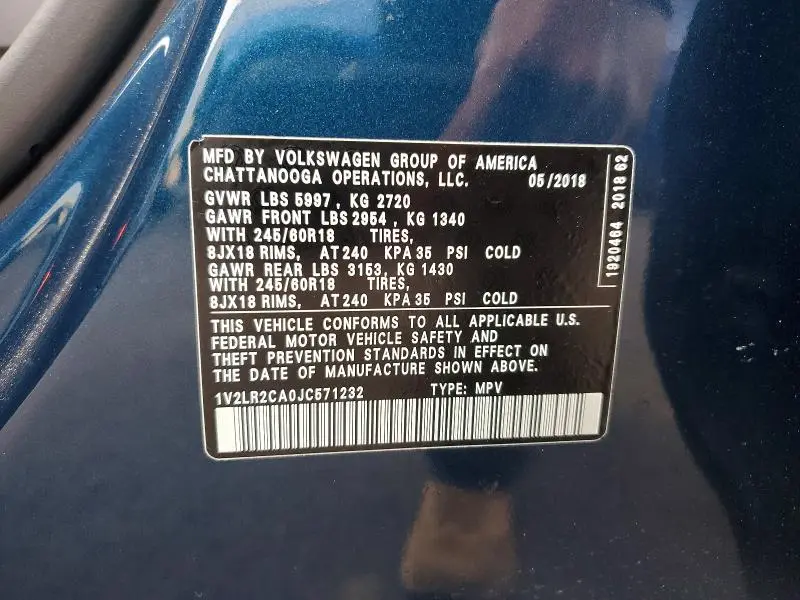 2018 VOLKSWAGEN ATLAS SE  