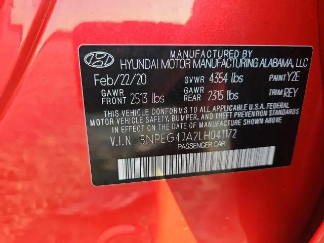2020 HYUNDAI SONATA SE  