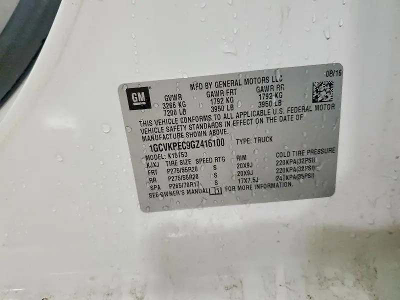 2016 CHEVROLET SILVERADO K1500 CUSTOM  