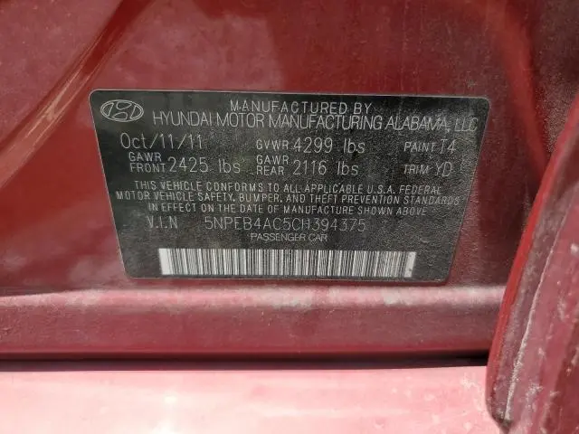 2012 HYUNDAI SONATA GLS  