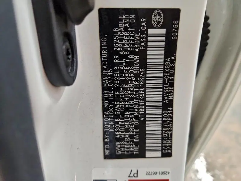 2015 TOYOTA CAMRY HYBRID  