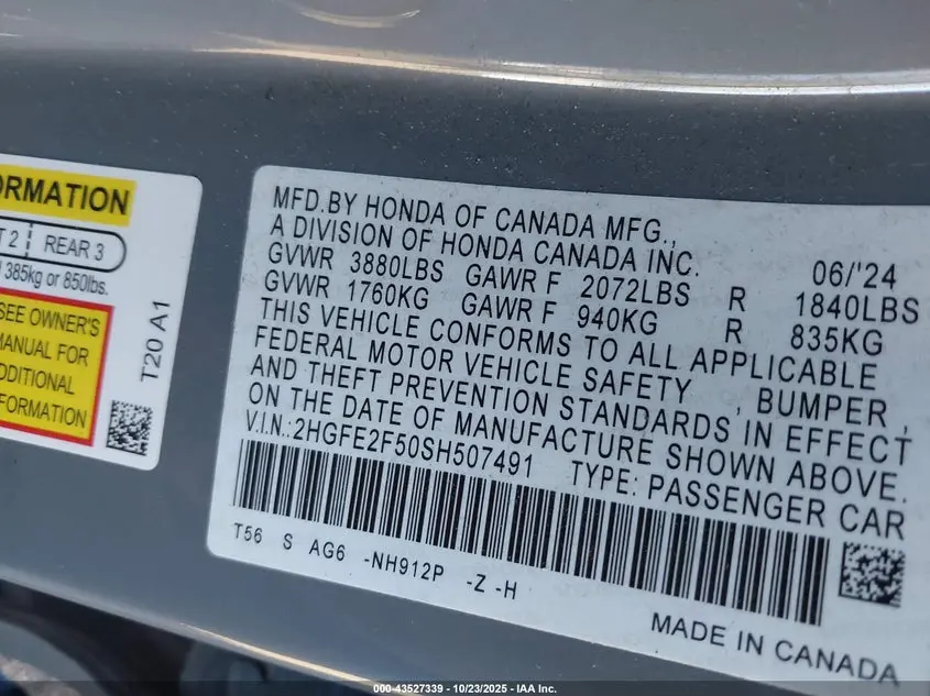 2025 HONDA CIVIC SPORT