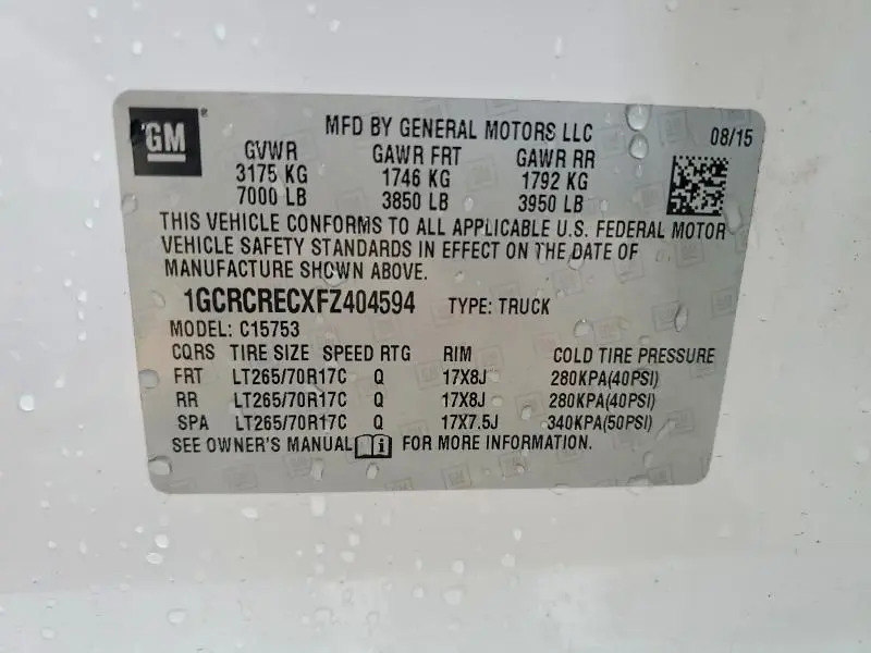 2015 CHEVROLET SILVERADO C1500 LT  