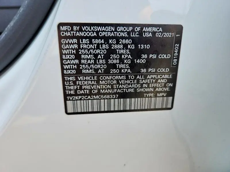 2021 VOLKSWAGEN ATLAS SE  