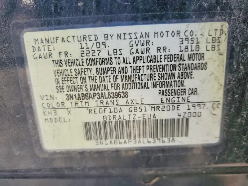 2010 NISSAN SENTRA 2.0  