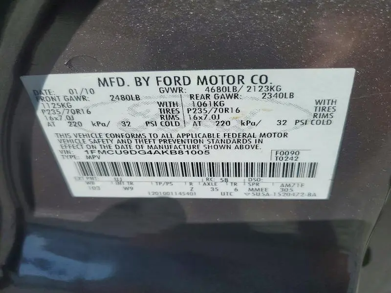 2010 FORD ESCAPE XLT  