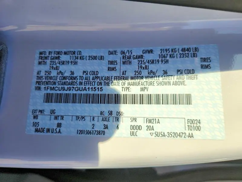 2016 FORD ESCAPE TITANIUM  