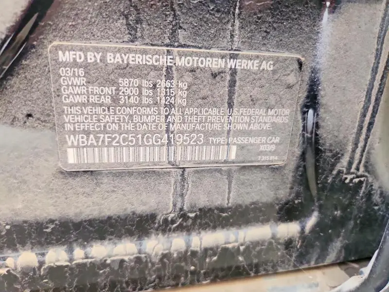 2016 BMW 750 XI  