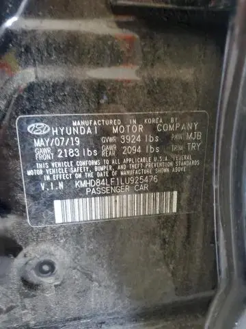 2020 HYUNDAI ELANTRA SEL  