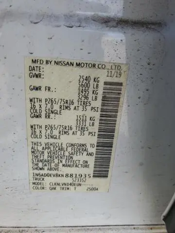 2019 NISSAN FRONTIER S  