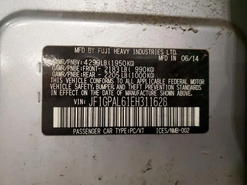 2014 SUBARU IMPREZA SPORT PREMIUM  