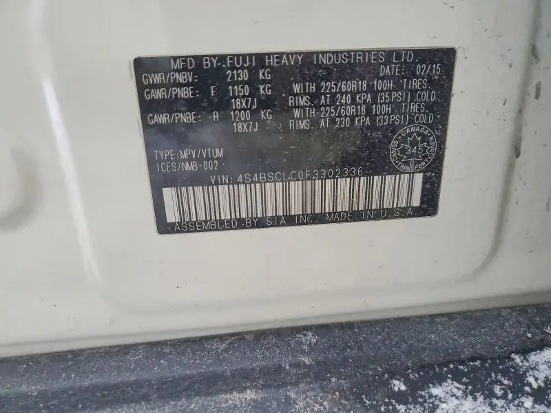 2015 SUBARU OUTBACK 2.5I LIMITED  