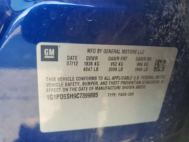 2012 CHEVROLET CRUZE LS  