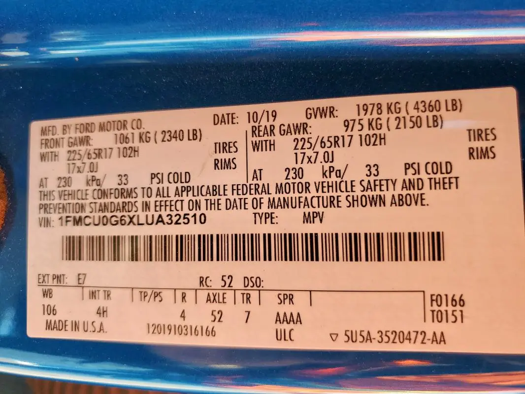 2020 FORD ESCAPE SE  