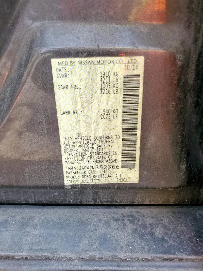 2015 NISSAN ALTIMA 2.5  