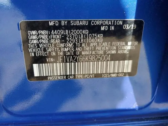 2019 SUBARU WRX STI LIMITED  