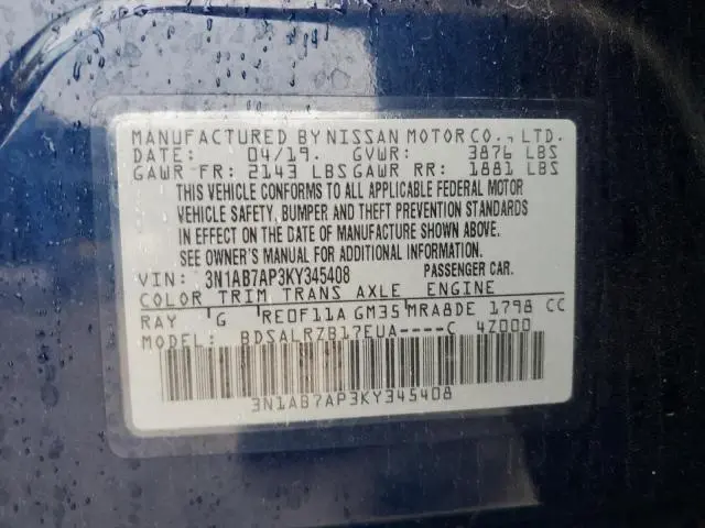 2019 NISSAN SENTRA SR  