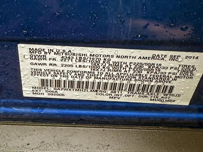 2015 MITSUBISHI OUTLANDER SPORT ES  