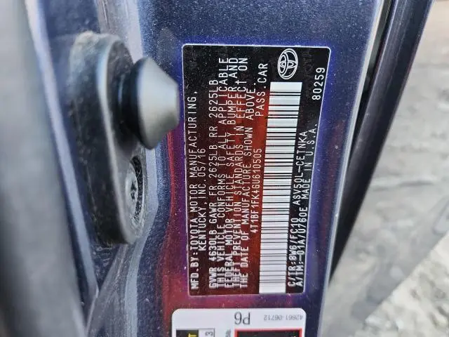 2016 TOYOTA CAMRY LE  