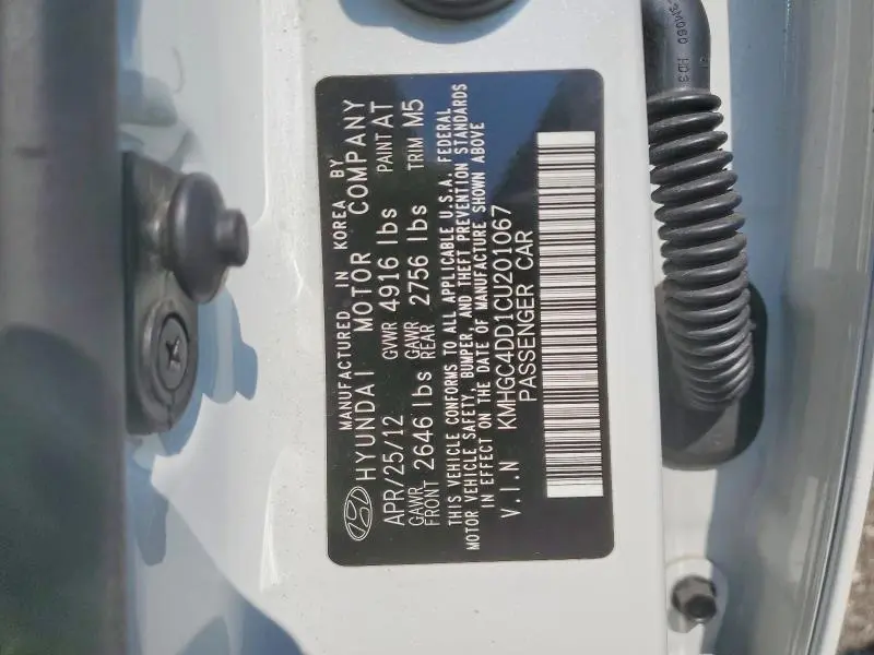 2012 HYUNDAI GENESIS 3.8L  