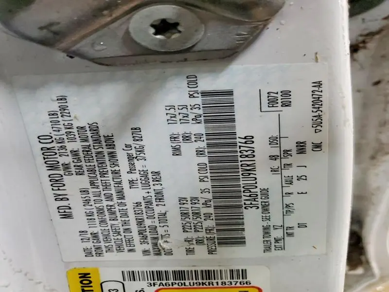 2019 FORD FUSION SE  