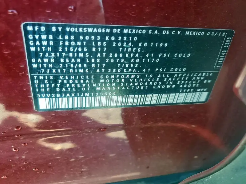 2018 VOLKSWAGEN TIGUAN SE  