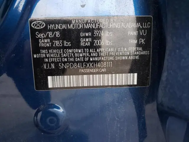 2019 HYUNDAI ELANTRA SEL  