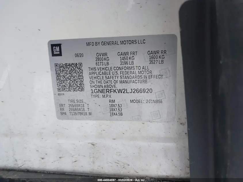 2020 CHEVROLET TRAVERSE FWD LS