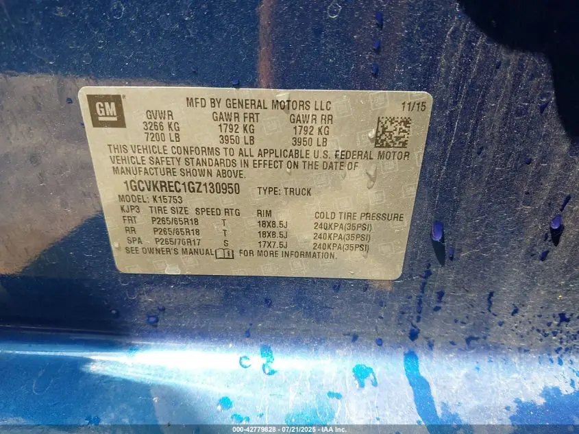 2016 CHEVROLET SILVERADO 1500 2LT
