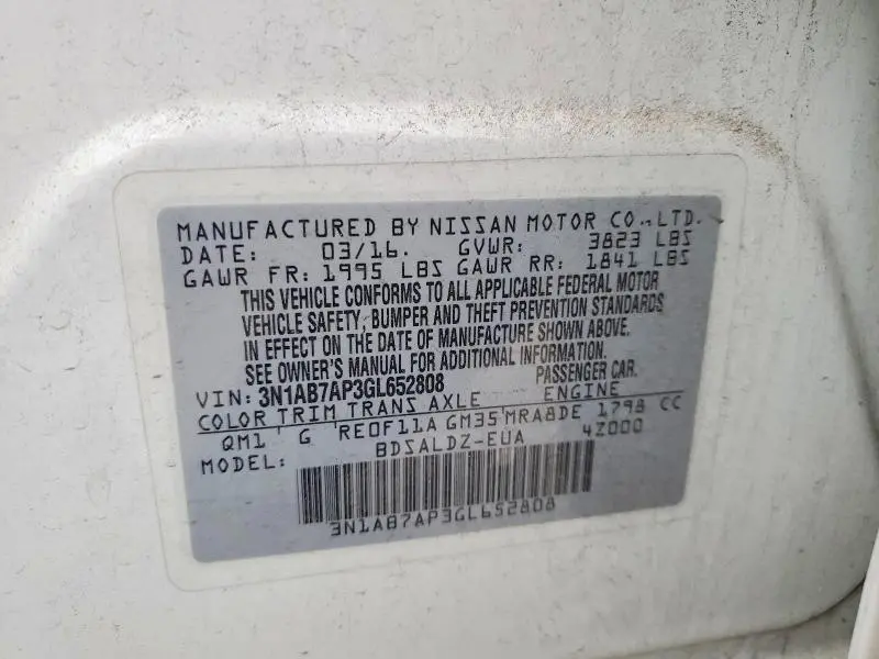 2016 NISSAN SENTRA SV  