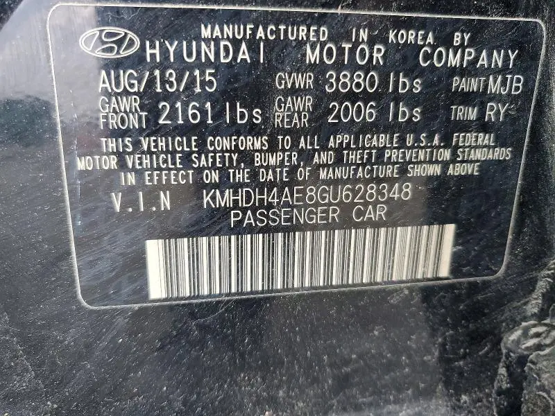 2016 HYUNDAI ELANTRA SE  