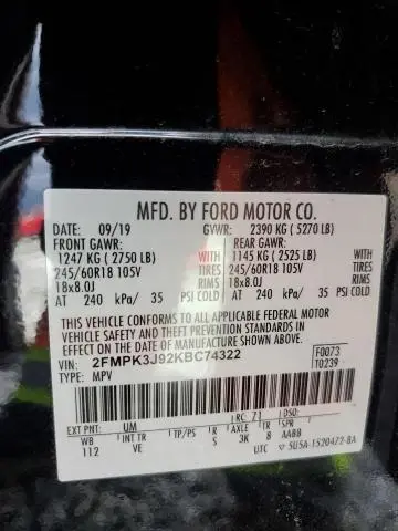 2019 FORD EDGE SEL  