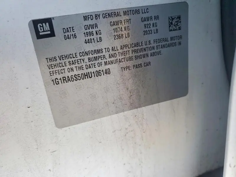 2017 CHEVROLET VOLT LT  