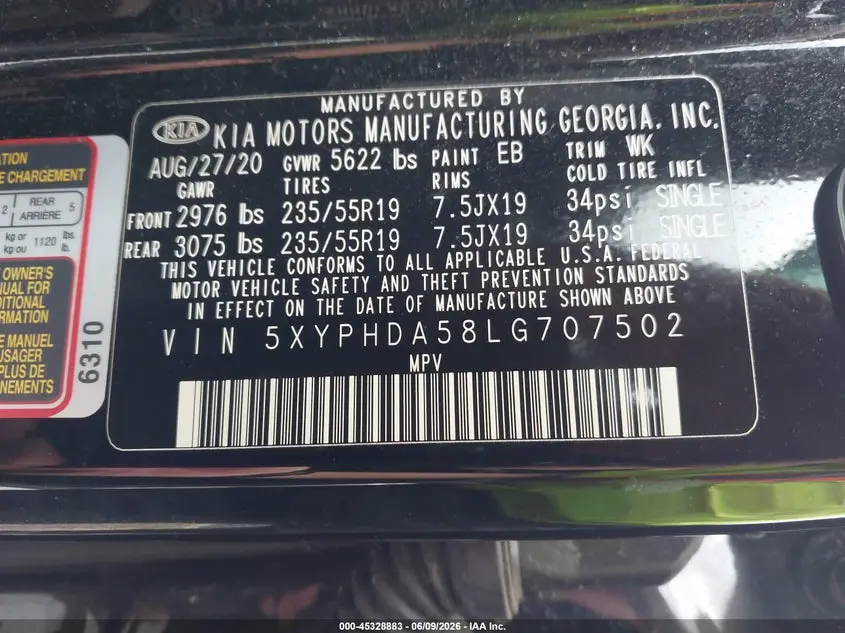 2020 KIA SORENTO 3.3L EX