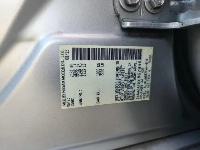 2012 NISSAN MAXIMA S  