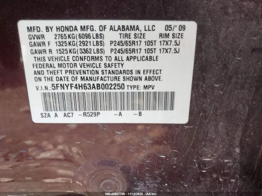 2010 HONDA PILOT EX-L