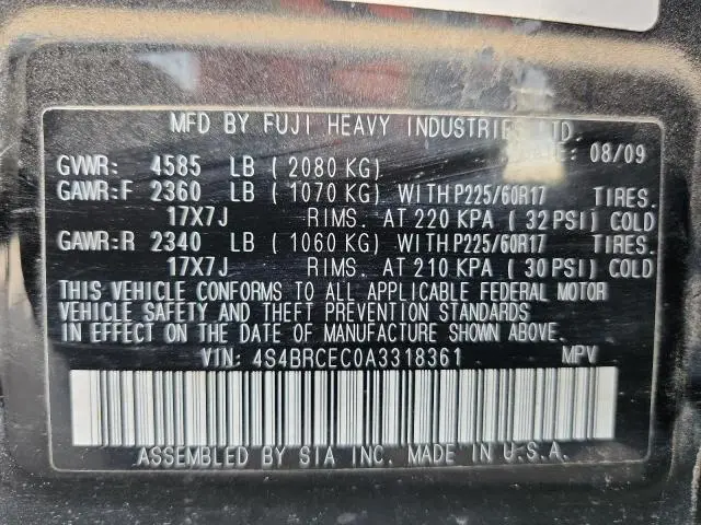 2010 SUBARU OUTBACK 2.5I PREMIUM  