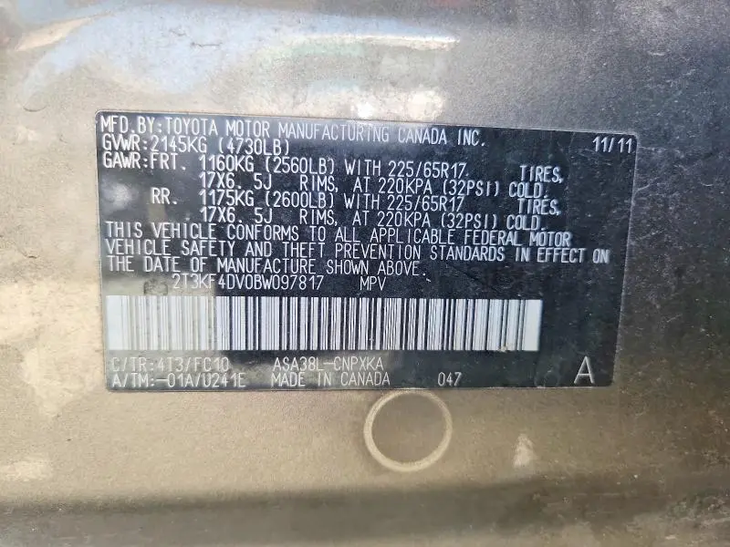 2011 TOYOTA RAV4 BASE  