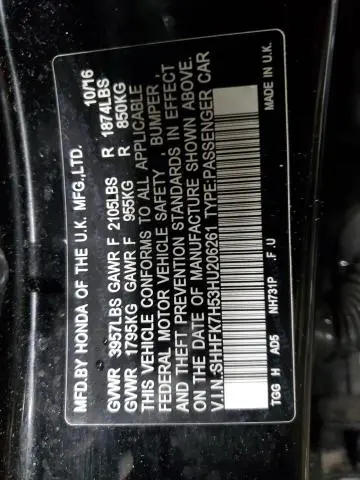 2017 HONDA CIVIC EX  
