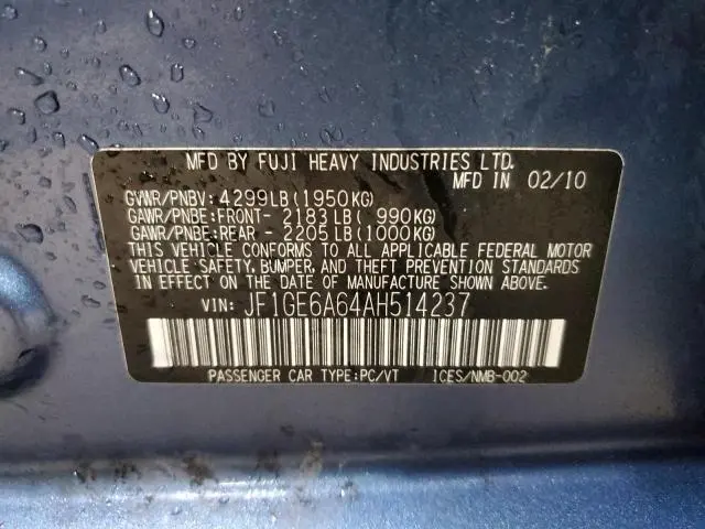 2010 SUBARU IMPREZA 2.5I  