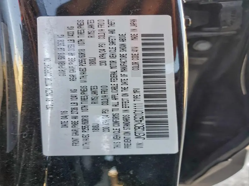 2016 MAZDA CX-9 TOURING  