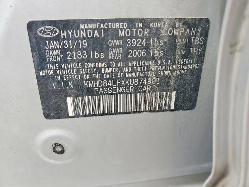 2019 HYUNDAI ELANTRA SEL  