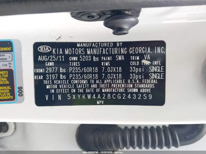 2012 KIA SORENTO SX V6